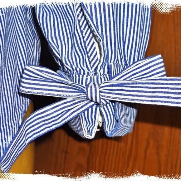 🎈 Sanctuary Lace Up Back Sz S Striped Button Down Shirt Top Blouse White Blue - Picture 4 of 14